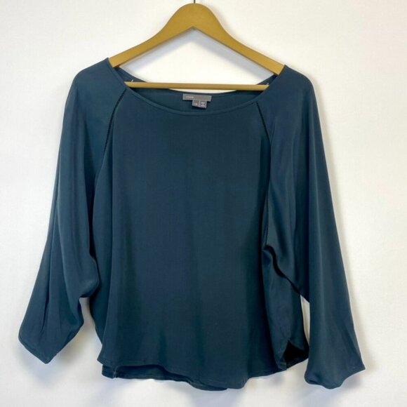 Vince 100% Silk Teal Top - Picture 1 of 9